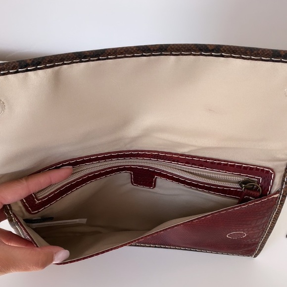 Ann Taylor Loft Red/Burgundy Faux Snakeskin Clutch - Picture 5 of 7